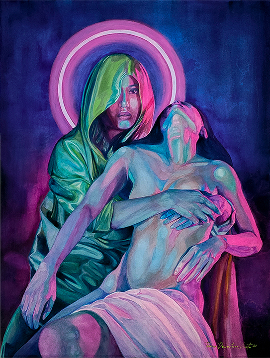 Artwork Prajna Dewantara Wirata at Penyintas Exhibition at BIASA Art, Ubud