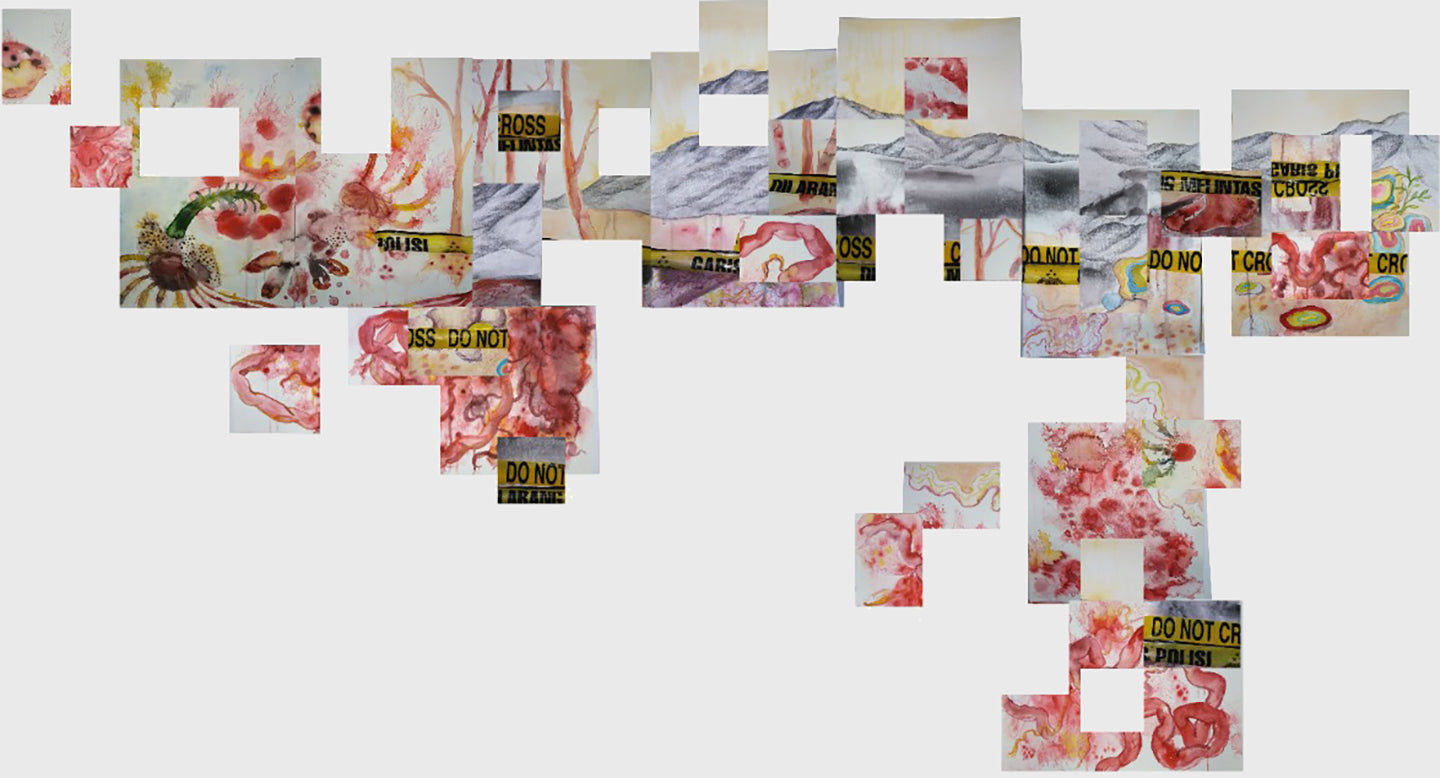 Artwork of Mutia Bunga at Penumbra Exhibition at BIASA Art, Ubud