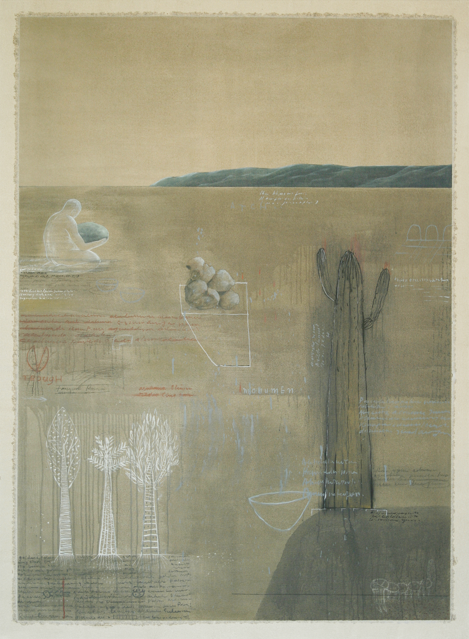 jumaldi alfi - monumen (seri pemandangan) - acrylic, charcoal on canvas - 190 x 140 cm - 2006-2007